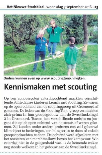 In het Nieuwe Stadsblad van 7 september 2016 een verslagje van de open ochtend. Foto: Richard Spruit