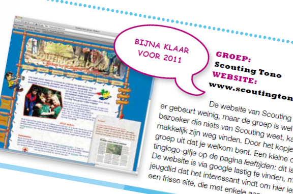 De website van de Scouting Tono-groep is uitgeroepen tot een van de vijf beste scouting-websites van Nederland.