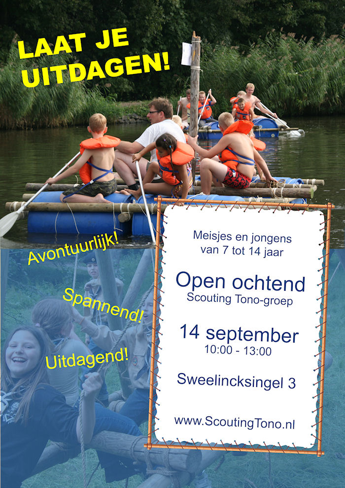 Altijd al avonturen willen beleven? Op 14 september 2013 is bij uitstek je mogelijkheid om een kennis te komen maken met de Scouting Tono-groep.