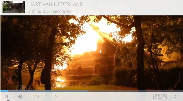 In Hart van Nederland, het SBS 6 avondprogramma, veel aandacht voor het afbranden van 't Koetshuis van de Scouting Tono-groep