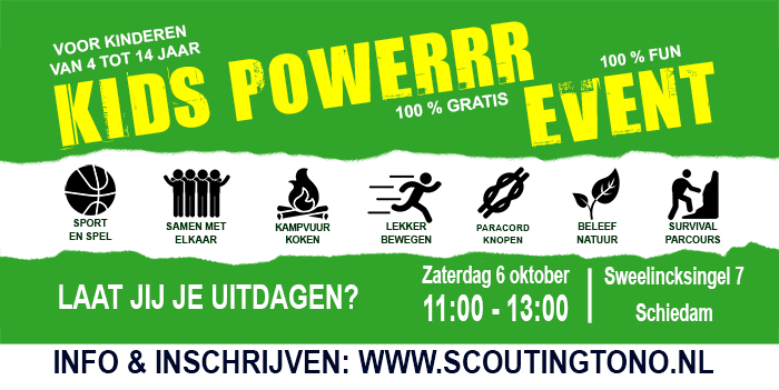 Het Kids Powerrr Event, hét gratos evenement voor alle avontuurlijke kids uit Schiedam of Vlaardingen