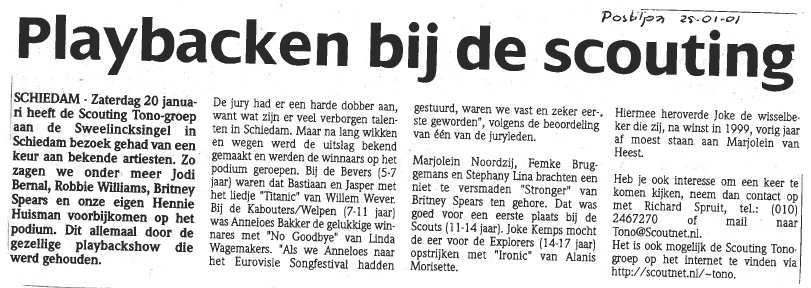 De Postiljon Schiedam op 25 januari 2001, pagina onbekend