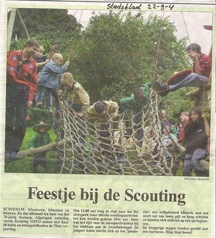 In het Schiedams Nieuwsblad, onderdeel van de Havenloods, is een artikel verschenen over het 70-jarig bestaandsfeest van de Scouting Tono-groep