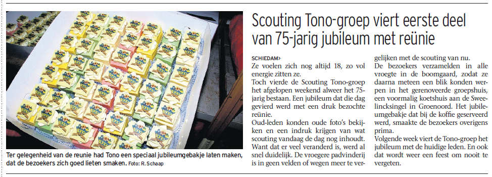 Het artikel op pagina 3 van Maasstad Weekbladen, editie Schiedam