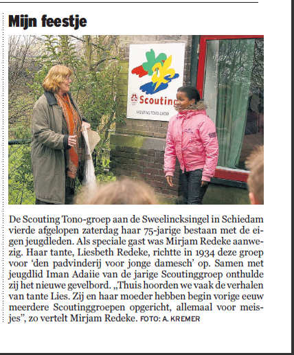 Het artikel op pagina 25 van Maasstad Weekbladen, editie Schiedam