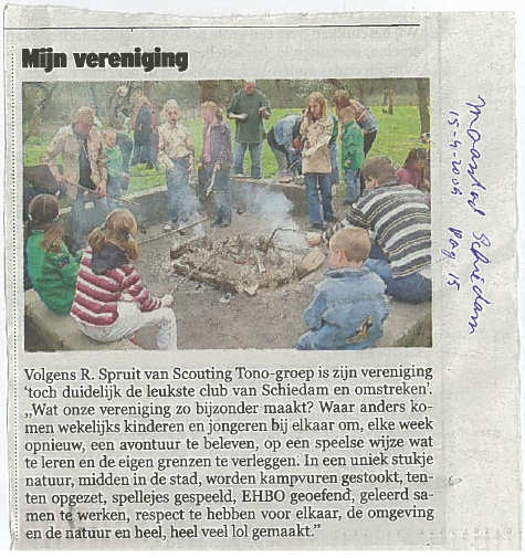 Het artikel op pagina 15 van Maasstad Weekbladen, editie Schiedam