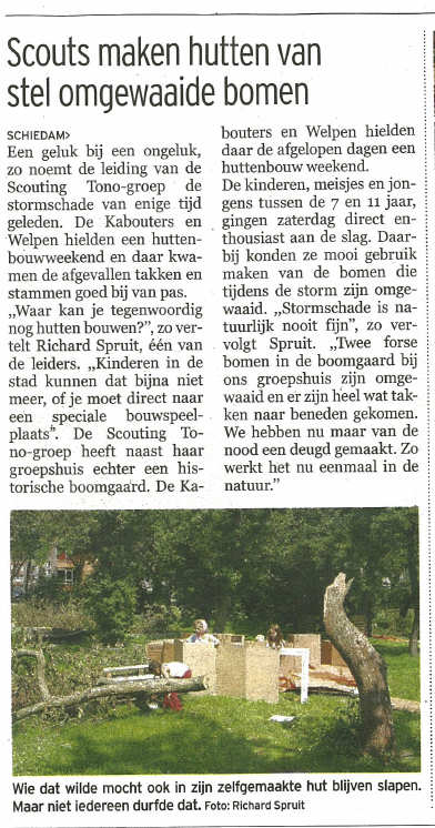 Het artikel op pagina 13 van Maasstad Weekbladen, editie Schiedam