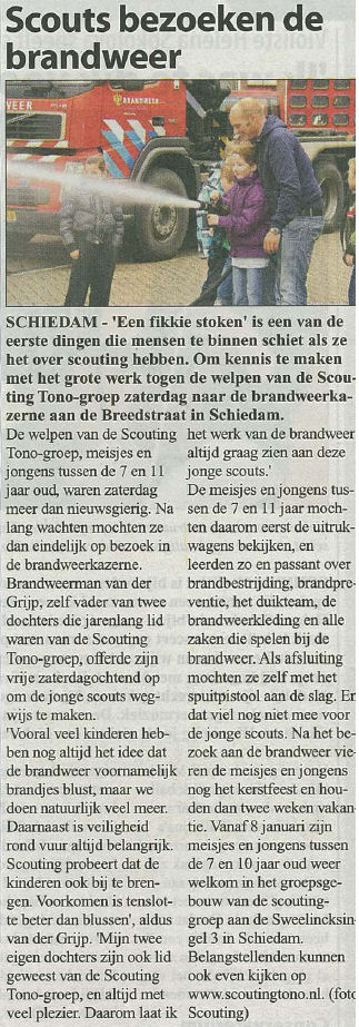 De Echo Schiedam plaatste het artikel op pagina 4 in de krant van 15 december 2010