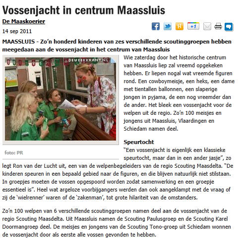 De website van de Maaskoerier vanaf 14 september 2011