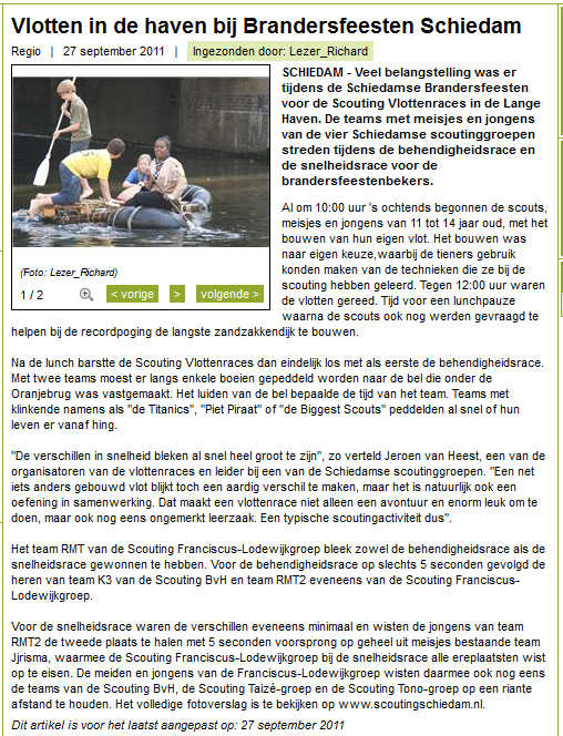 Het artikel op de websites van De Echo Schiedam en Dichtbij Waterweg