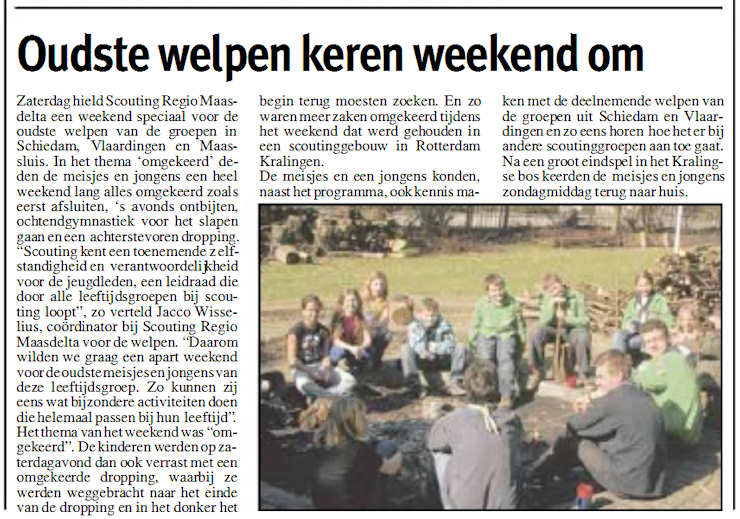 Ook de Maassluise Courant plaatste een artikel over het kaderweekend.