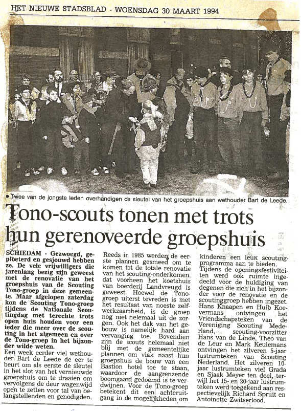 In het Nieuwe Stadsblad van 30 maart 1994 verscheen dit artikel. Foto: Richard Spruit (Dolfijn)