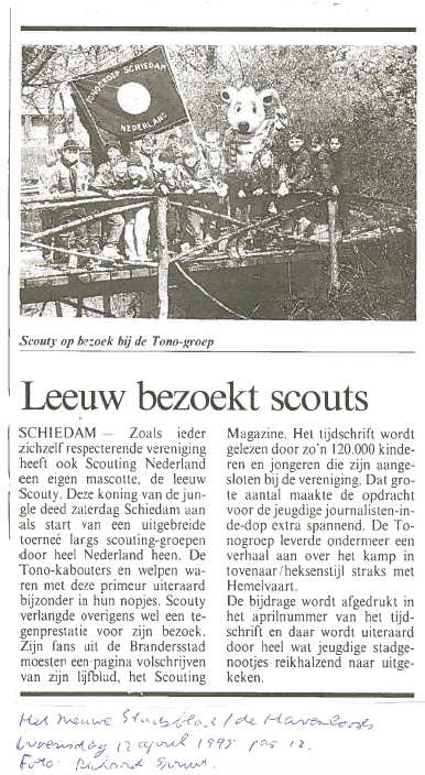 Op pagina 12 plaatste de combinatie het Schiedams Nieuwsblad/de Havenloods bovenstaand artikel in hun editie van 12 april. Foto: Richard Spruit (Dolfijn)