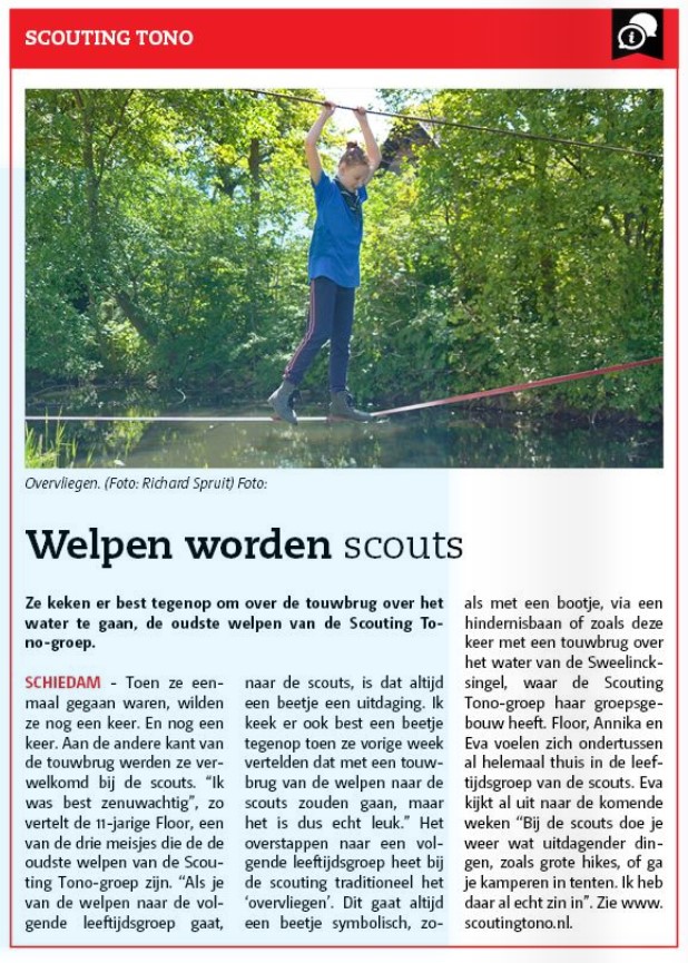 Op pagina 4 in het Nieuwe Stadsblad van 2 juni 2021 een artikel over het overvliegen van de welpen