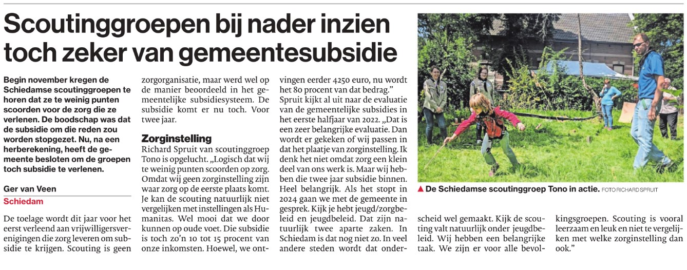 Het Algemeen Dagblad/Rotterdams Dagblad plaatste in de krant van 6 december een update over de subsidieperikelen