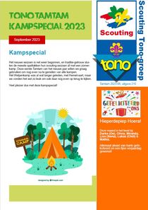 De Tono Tamtam kampspecial van augustus 2023 van de Scouting Tono-groep Schiedam