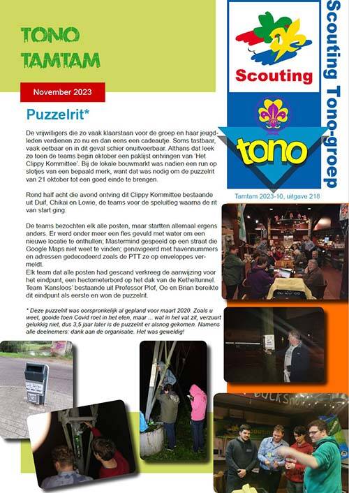 De Tono Tamtam van november 2023 van de Scouting Tono-groep Schiedam
