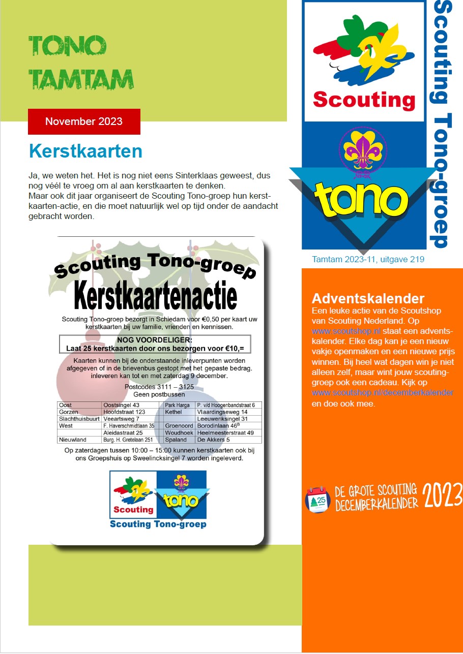 De Tono Tamtam van december 2023 van de Scouting Tono-groep Schiedam