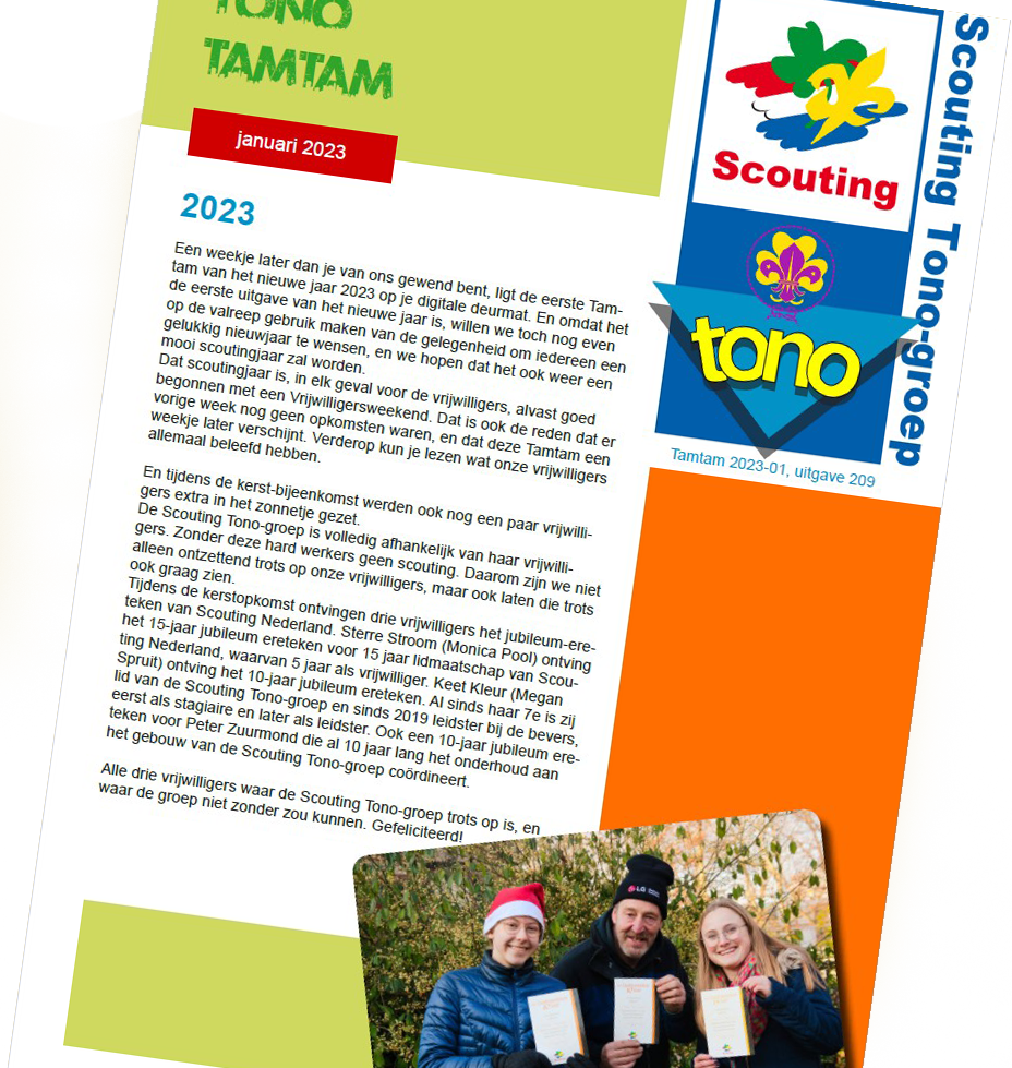 De Tono Tamtam van januari 2023 van de Scouting Tono-groep Schiedam